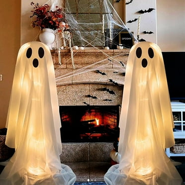 CaiTeLin Halloween Decorations Ghosts for The Front Porch Courtyard Cute Decorations(white)