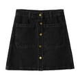 thumbnail image 4 of WENWU Jean Skirts for Women Denim High Waisted Trendy Stretchy Mini Button Front Short Pencil Skirt with Patch Pockets Ruffle Mini Skirt Poodle Skirt for Girls, 4 of 4