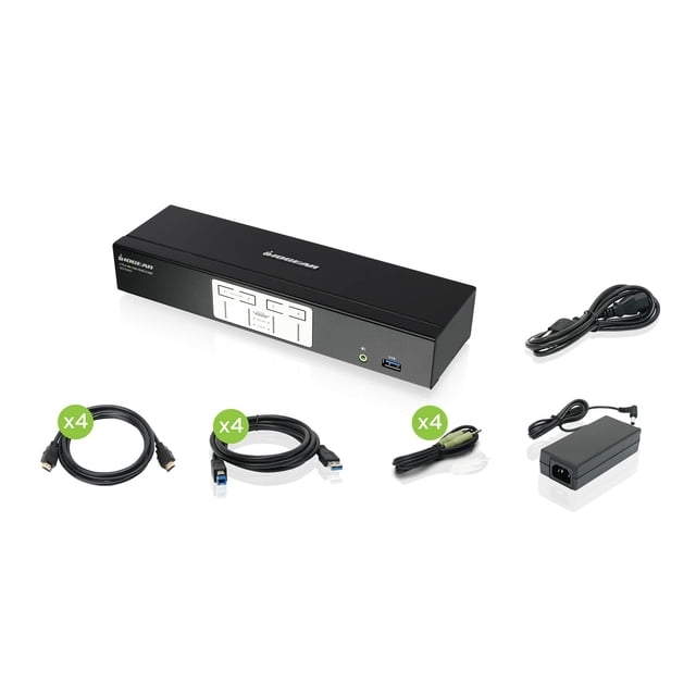 Conmutador KVMP IOGEAR HDMI 4K de 4 puertos con hub USB 3.1 de 2 puertos