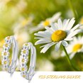 thumbnail image 5 of TANGPOET Daisy Silver Hoop Earrings 18K White Gold Plated 925 Sterling Silver Earrings for Women Jewelry Birthday Christmas Gift, 5 of 5