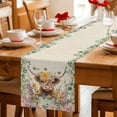 thumbnail image 5 of Spring Cow Floral Cotton Linen Table Runner for Dining Kitchen, Green Eucalyptus Leaves Linen Wedding Outdoor Party Tablerunners Decoration, Dresser Scarf Coffee Tablecloth Runners 13x36 Inches, 5 of 9
