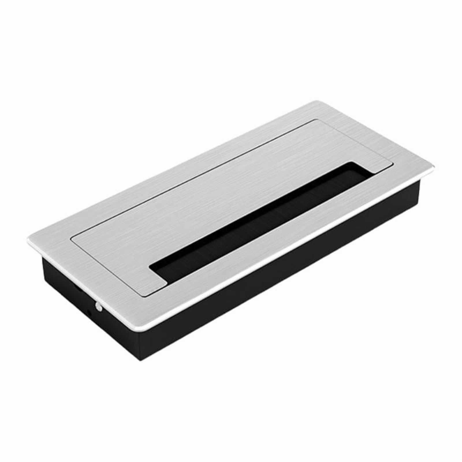 Aluminum Desk Cable Management Grommets with Brush Rectangular Metal Cord Hole Cover Upgrades for Office Computer Table