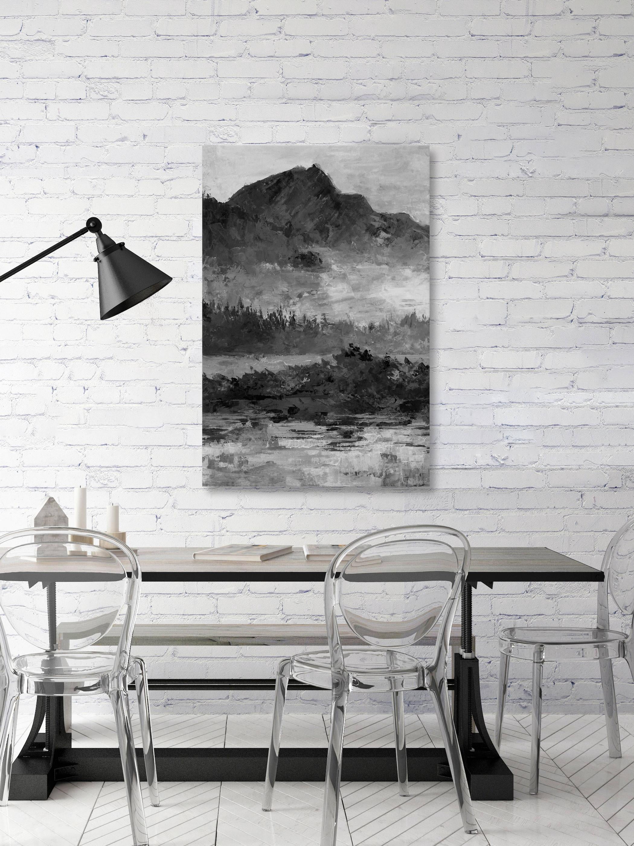 Parvez Taj "Dark and Mysterious Mountain" Painting Print on Wrapped Canvas