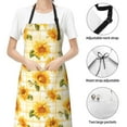 thumbnail image 6 of Pofeuu Light Yellow Plaid Sunflower Print Waterproof Apron with Pockets Adjustable Cooking Aprons Kitchen Bib for Baking Household Cleaning, 6 of 8