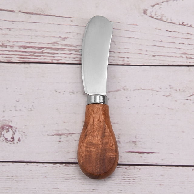Cuchillo de mantequilla de acero inoxidable con mango de madera, cuchillo para queso, espátula para mermelada, cuchillo para queso doméstico