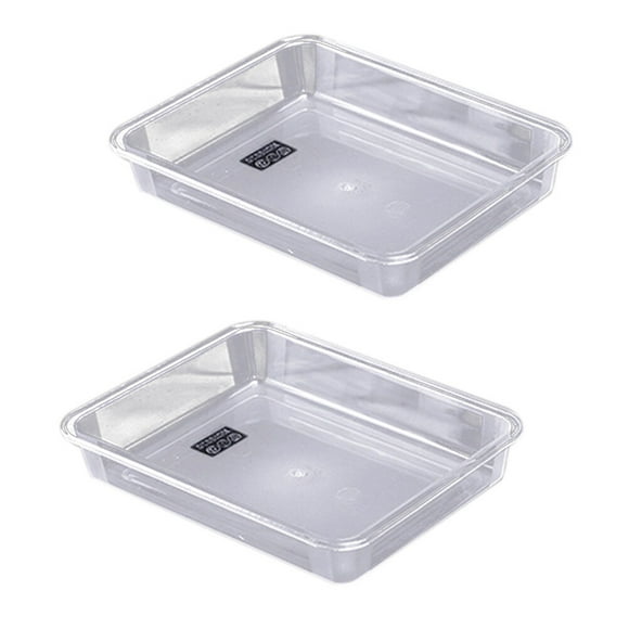 2pcs Plastic Trays Acrylic Transparent Rectangular Heavyweight Serving Party Platter Food Tray