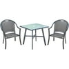 Hanover Bambray 3-Piece Commercial-Grade Patio Set with 2 Woven Dining Chairs and a 30-In. Glass-Top Bistro Table