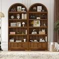 thumbnail image 6 of Kojooin 72" Arched Bookshelf with Storage Drawer, Modern 6-Tier Wood Display Cabinet with Open Shelves and Bottom Drawer, Curved Cabinet Door for Living Room, Dining Room, Kitchen, 6 of 8
