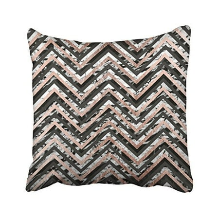 Vintage Rose Pattern (WinHome Modern Vintage Big Black And Marble Rose Gold Chevron Simple Zigzag Pattern Polyester 18 x 18 Inch Square Throw Pillow Covers With Hidden Zipper Home Sofa Cushion Decorative)