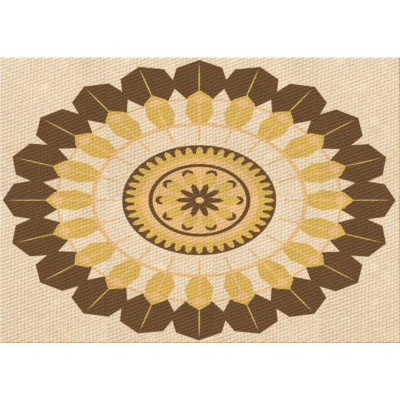 Ahgly Company Machine Washable Indoor Rectangle Transitional Brown Gold Area Rugs, 8' x 10'