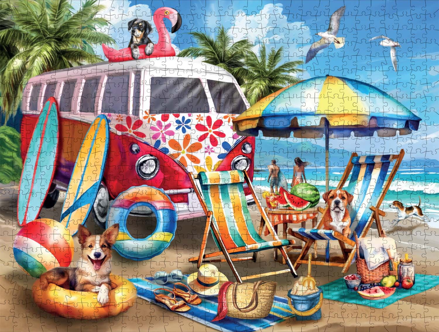 Buffalo Games Dog Days of Summer 750-Piece 24 x 18-Inch Interlocking Jigsaw Puzzle for Adults Ages 14+