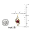 thumbnail image 3 of Dazzlingrock Collection 8X6mm Oval Ruby & Round White Diamond Flame Pendant for Women with 18 Inch Silver Chain (0.30 ctw, Color I-J, Clarity I1-I2) in 18K Yellow Gold, 3 of 4