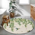 thumbnail image 4 of Round Area Rug 3 Ft, Spring Botanical Washable Non-Slip Circle Carpet for Living Room/Bedroom, Watercolor Leaves Flowers Birds Beige Low-Profile Small Floor Mats Collection Rugs for Indoor, 4 of 7