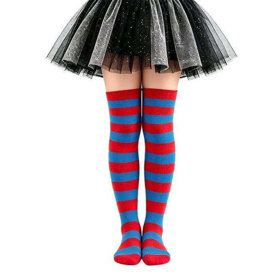 Hihipz Toddler Girls Halloween Socks Soft Stretchy Striped Thigh High Socks Roleplay Dress Up Party Stocking