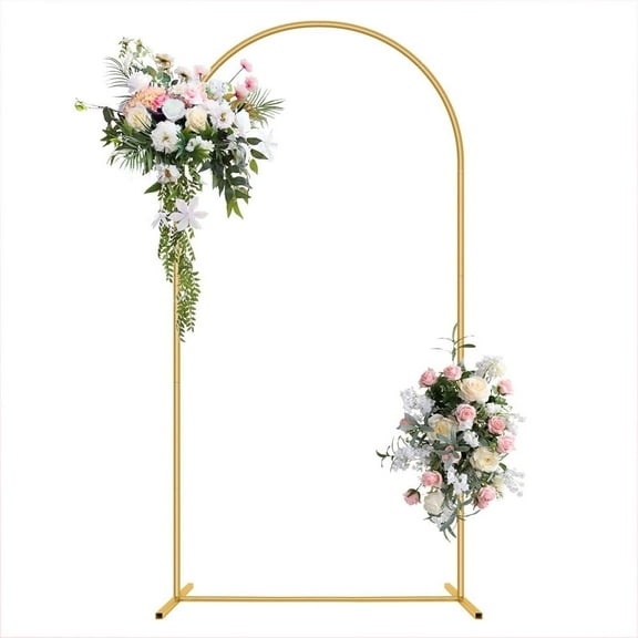6.6FT Gold Wedding Backdrop Arch Stand Flower Frames Balloons Metal Arch Stand for Birthday Bridal Baby Shower Party Decor