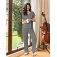 thumbnail image 4 of Ekouaer Womens Pajama Sets 2 Piece Lounge Set Soft Pajamas for Women Set Short Sleeve and Long Pants Pjs with Pockets, 4 of 6