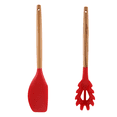 thumbnail image 1 of Los utensilios de cocina de la cocina del silicón 2 PCS fijaron, los utensilios a prueba de calor del esencial de la cocina fijaron la manija de madera, 1 of 5