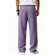 thumbnail image 4 of GrmtClth Casual Pants For Men, Oversized Comfort Waffle Loungewear, Wide Leg Label Elastic Waist Drawstring Bottoms, Skin-Friendly Commute Trousers Light Purple L, 4 of 4