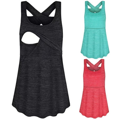 

Tejiojio Maternity/Labor/Nursing Clothing Clearance Pregnant Women Maternity Clothes For Breastfeeding Sleeveless Vest Tops T-shirt