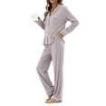 thumbnail image 6 of UVN Womens Pajamas Sets Long Sleeve Shirts and Drawstring Pants Ladies Loungewear Casual 2 Piece Matching Sets, 6 of 8