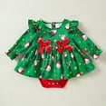 Baby Girls Print Christmas Santa Spring Summer Long Sleeve Bow Tie