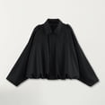 thumbnail image 2 of Unir Casual Suede Bomber Jacket for Women, Turn-Down Collar Long Sleeve, Elastic Hem Relaxed Fit Everyday Outerwear, 1 Piece, S-L, 2 of 4