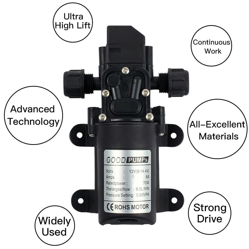 Made 12V Water Pressure Diaphragm Pump 6 L/MIN 5 GPM 72W Self Priming RV Booster Sprayer Pump Micropump For Caravan/RV/Boat/Marine