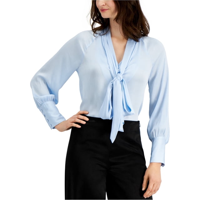 I-N-C Womens Solid Pullover Blouse ltpasblue M