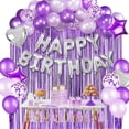 thumbnail image 2 of Globos de fiesta Irfora Juego de 37 globos de calidad premium para interiores y exteriores, color morado, para fiestas de cumpleaños, globos de cumpleaños de estrella plateada y morada, globos de lát, 2 of 7