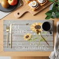 thumbnail image 2 of You Are My Sunshine Placemats Set of 8, Yellow Sunflowers Cute Bees Heart Retro Wood Placemats for Dining Table, Place Mats for Kitchen Tabletop, Waterproof Wipeable Dining Table Mats Set, 2 of 9