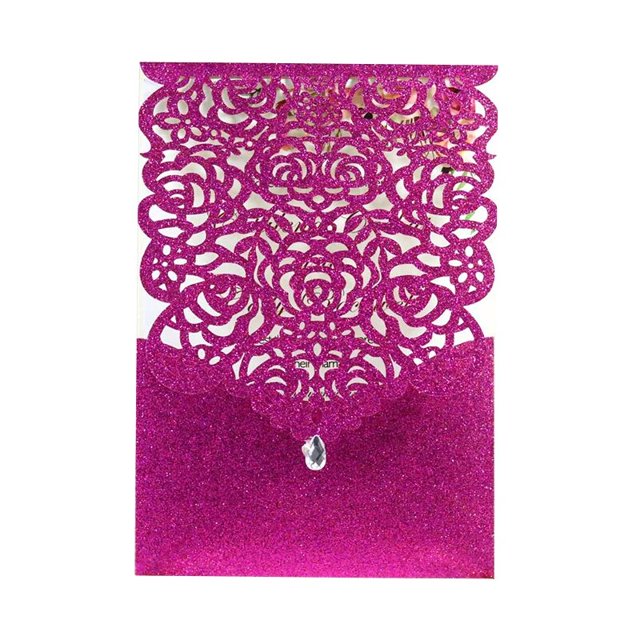 Tarjeta de invitación de boda de papel brillante, tarjeta de felicitación de bolsillo de encaje de diamante, impresión personalizada, decoración de fiesta de matrimonio de cumpleaños, 25 unidades, 50