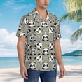 thumbnail image 2 of KLL Men's Hawaiian Shirt Short Sleeve Button Down Beach Shirts-Panda With Crown And Stars, 2 of 5