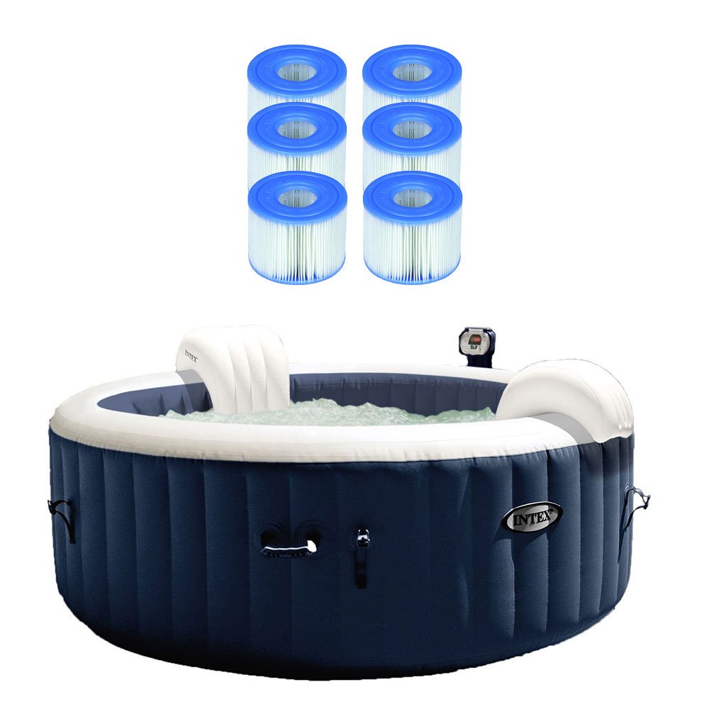 Intex PureSpa Inflatable 4 Person Hot Tub w Bubble Jets & 6 S1 Filter