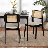 Baxton Studio Dannon Mid-Century Modern Cream Fabric and Black Finished Wood 2-Piece Dining Chair Set