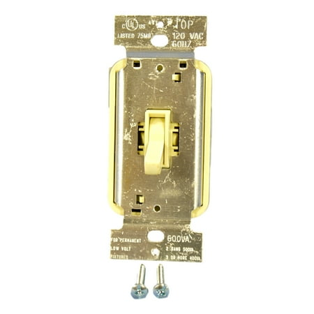 - Pass & Seymour Ivory TOGGLE Dimmer Switch LOW VOLTAGE Single Pole 600VA TLV600IV