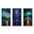 thumbnail image 2 of Designart "Guiding Light at Pier Amidst Stormy Night I" Nautical & Beach Framed Wall Art Set Of 3 - Blue Traditional Frame Gallery Wall Set For Home Decor, 2 of 6