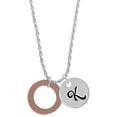 thumbnail image 1 of Delight Jewelry Acrylic 7/8" Ring Rose Goldtone Silvertone Script Initial Disc - K - Charm Necklace, 20"+3", 1 of 4