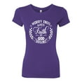 thumbnail image 2 of Wild Bobby, Worry Ends When Faith In God Begins Inspirational/Christian Women Slim Fit Junior Tee, Purple Rush, X-Large, 2 of 5