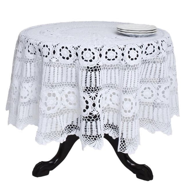 Saro Lifestyle 869.W30R Linge de Table Rond en Dentelle de Coton au Crochet Fait à la Main - Blanc