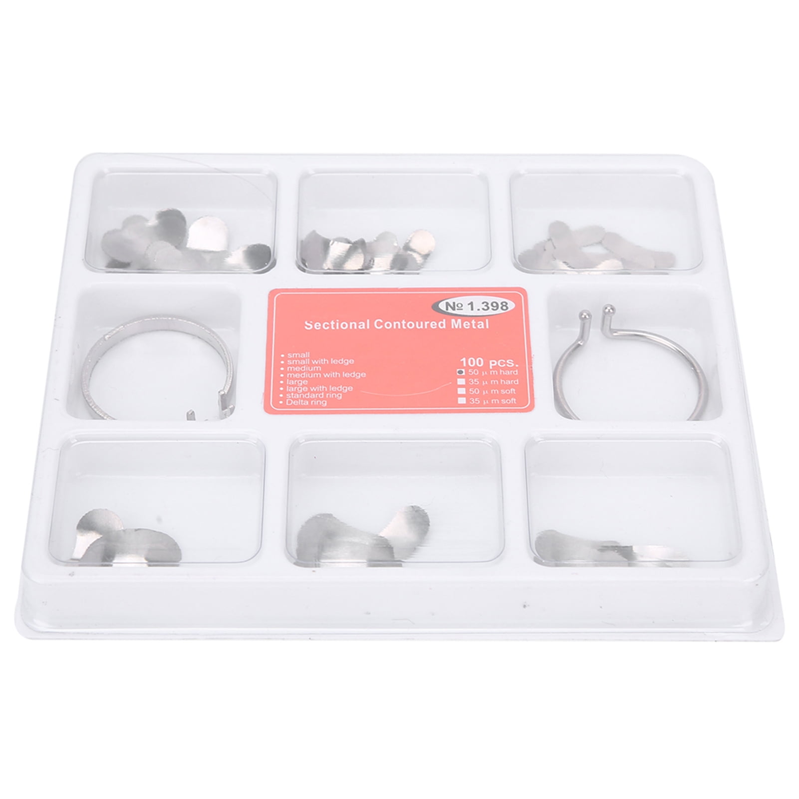 100 Matrici Dentali In Acciaio Inox, Sezionali, Contorte, Flessibili - Taglie L/M/S