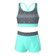 thumbnail image 2 of Alvivi Girls Rashguard Swimwear Crisis Cross Tank Top with Shorts 2 Piece Gymnastics Sports Swim Set Mint Green 16, 2 of 7