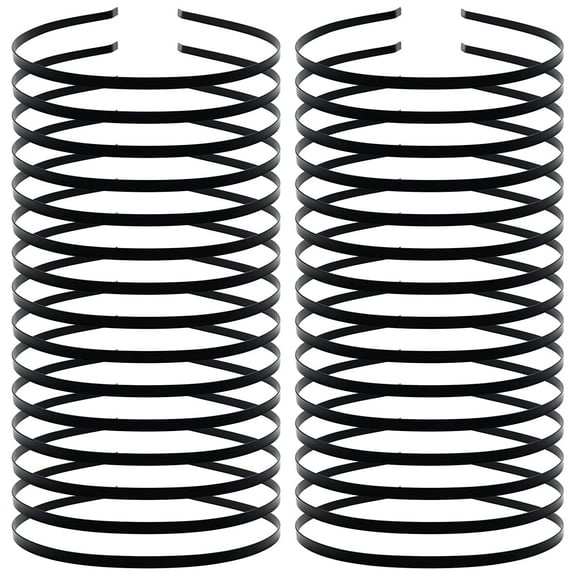 30 Pack 5MM /0.2 Inch Wide Thin Blank Plain Smooth Metal Base DIY Headbands Hair Bands for Women Men Girls Hair Accessories Craft Silver Gold Black (Black)