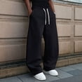 thumbnail image 6 of Men Baggy Sweatpants Wide Leg Heavyweight Comfy Lounge Slacks Loose Fit Track Pants Black L, 6 of 9