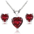 thumbnail image 3 of Conjuntos para mujer, conjuntos de collar y aretes para mujer, joyas con piedras natales, piedras preciosas genuinas o sintéticas, solitario de corazón, collar con colgante, aretes, joyas de plata o d, 3 of 4