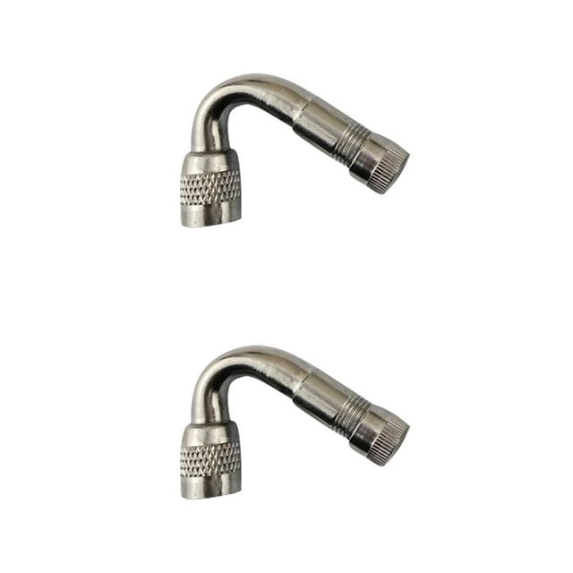 Scienceny Válvula doblada de 45, 90 y 135 grados, adaptador de válvula doblada en ángulo de Metal para coche, convertidor extensor de plata 45 grados 2piezas