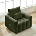 thumbnail image 2 of Newest Green Teddy Fabric Lounge Chair, 38.1" Modern Accent Chair, Plush Upholstered Single Seater,Pillow, for Apartment, Office,Living Room, 2 of 9