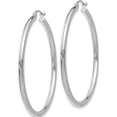 thumbnail image 3 of 10K White Gold Polished 2.5mm Tube Hoop Earrings (40 X 45.77) Made In Peru 10t845, 3 of 6