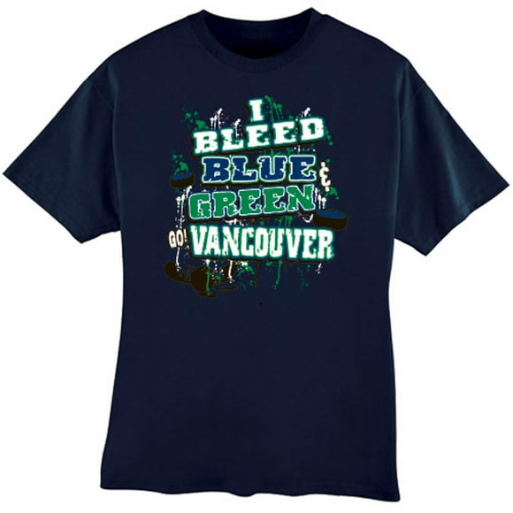 Vancouver Hockey "I Bleed Blue & Green - Go Vancouver!" Blue T-shirt