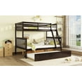 thumbnail image 4 of Twin Over Full Rubber Wood Bunk Bed with Trundle, Convertible Ladder and Guardrail, Detachable/Convertible, Twin Size Trundle, Espresso, 4 of 7