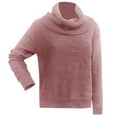 thumbnail image 5 of Arlun Women's Cowl Neck Sparkly Sequin Sweaters Casual Lightweight Solid Color Long Sleeve Knit Pullover Jumper Tops 2026 Fall Winter Soft Comfortable Outfits Pink XL, 5 of 5